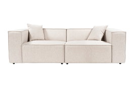 Atelier Del Sofa Sofá Lora 2 Plazas - Marrón Claro, Sofá de Lino con Estructura de Carballo, Comodidad y Estilo
